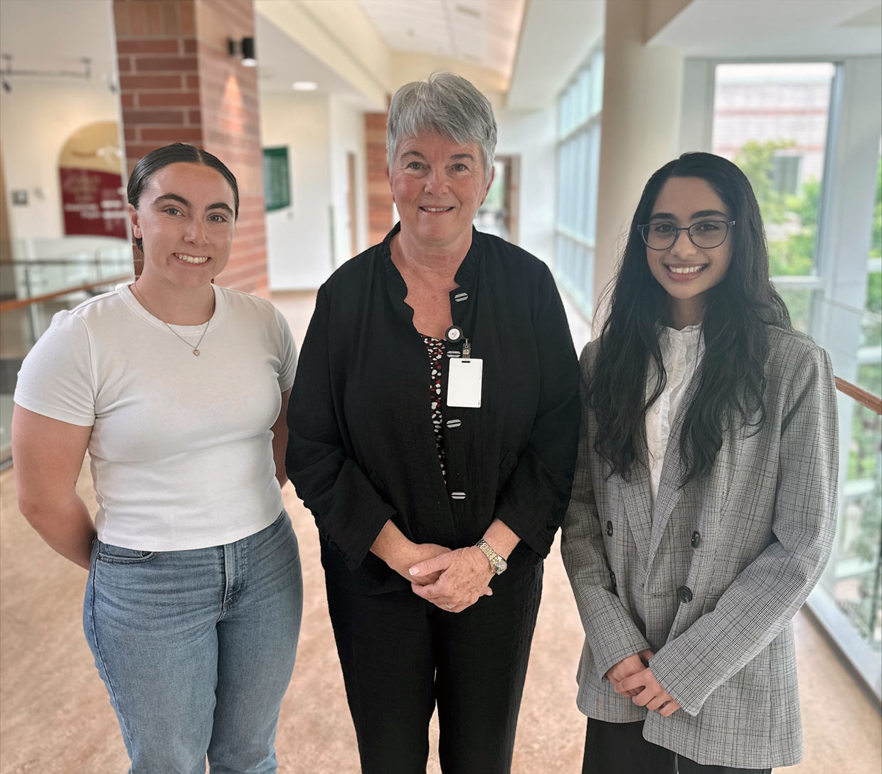Shown are Reagan Lalande, left, and Aishwarya Rajesh Krishnan, right with NHH Board Chair Cyndi Gilmer following the presentation of their Health Professions Scholarship awards June 5th, 2025. Shown are Reagan Lalande, left, and Aishwarya Rajesh Krishnan, right with NHH Board Chair Cyndi Gilmer following the presentation of their Health Professions Scholarship awards June 5th, 2025.