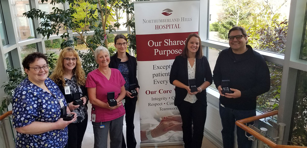 Five Northumberland Hills Hospital (NHH) staff members and one physician were recognized today with Healing Hands Awards, in recognition of their outstanding demonstration of the hospital’s values of integrity, quality, respect, compassion and teamwork.