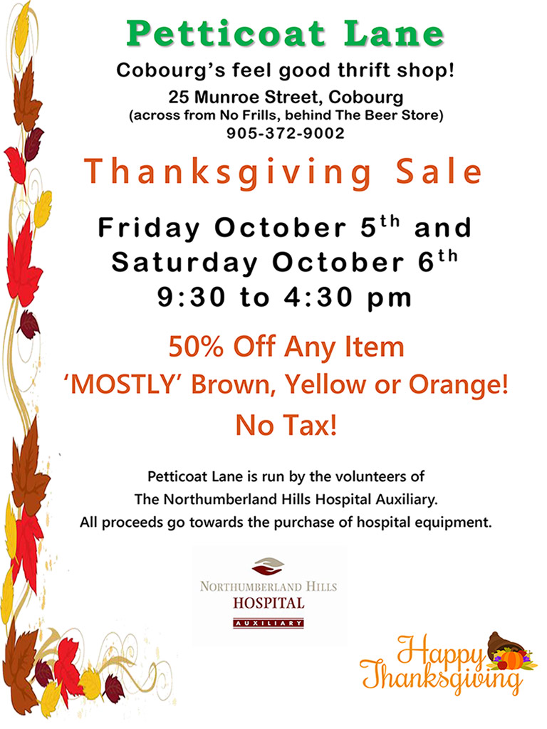 Petticoat Lane Thanksgiving Sale